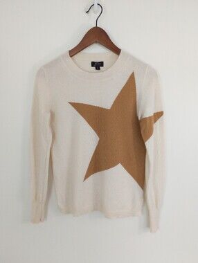 J. Crew Cashmere Long Sleeve Everyday Crewneck Sweater with Star Size Small
